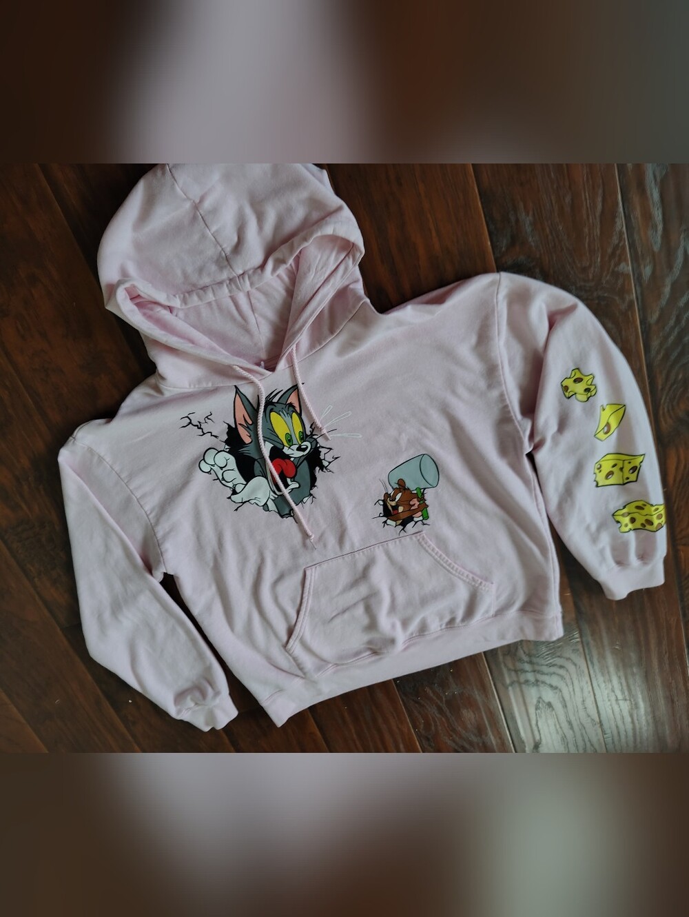 Tom and Jerry Pink Graphic Hoodie